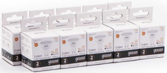 Лампа светодиодная Gauss Elementary MR16 7Вт цок.:GU10 спот 220B 3000K св.свеч.бел.теп. (упак.:10шт) (13617) от магазина РЭССИ