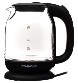 Чайник электрический Starwind SKG1311 1.7л. 2200Вт черный/серебристый (корпус: стекло) от магазина РЭССИ