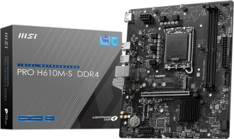 Материнская плата MSI PRO H610M-S DDR4 Soc-1700 Intel H610 2xDDR4 mATX AC`97 8ch(7.1) GbLAN+HDMI от магазина РЭССИ