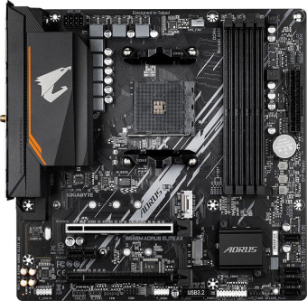 Материнская плата Gigabyte B550M AORUS ELITE AX Soc-AM4 AMD B550 4xDDR4 mATX AC`97 8ch(7.1) GbLAN RAID+DVI+HDMI от магазина РЭССИ