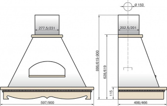 Вытяжка каминная Elikor Бельведер 90П-650-П3Д бежевый/дуб неокрашенный управление: ползунковое (1 мотор) от магазина РЭССИ