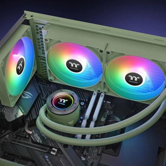 Система водяного охлаждения Thermaltake TH280 V2 Matcha ARGB Soc-AM5/AM4/1151/1200/1700 зеленый 4-pin 34.7dB Al+Cu Ret (CL-W375-PL14MG-A) от магазина РЭССИ