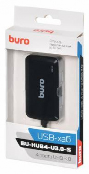 Разветвитель USB 3.0 Buro BU-HUB4-U3.0-S 4порт. черный от магазина РЭССИ