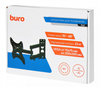 Кронштейн для телевизора Buro FL3 черный 15"-32" макс.7кг настенный поворотно-выдвижной и наклонный от магазина РЭССИ