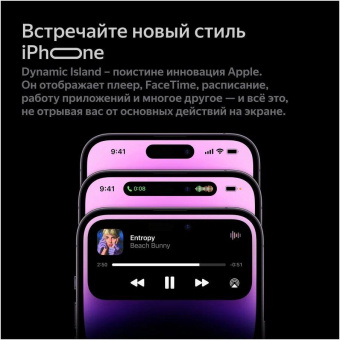Смартфон Apple A2889 iPhone 14 Pro 256Gb 6Gb темно-фиолетовый моноблок 3G 4G 1Sim 6.1" 1179x2556 iOS 16 48Mpix 802.11 a/b/g/n/ac/ax NFC GPS GSM900/1800 GSM1900 TouchSc Protect от магазина РЭССИ