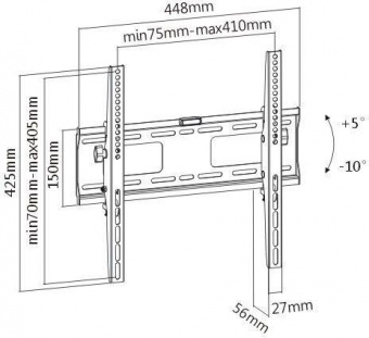 Кронштейн для телевизора Ultramounts UM841T черный 32"-55" макс.50кг настенный наклон от магазина РЭССИ