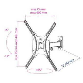 Кронштейн для телевизора Kromax OPTIMA-403 черный 15"-55" макс.25кг настенный поворот и наклон от магазина РЭССИ