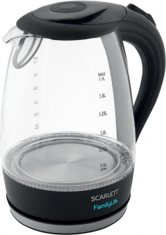 Чайник электрический Scarlett SC-EK27G74 1.7л. 2200Вт черный (корпус: стекло) от магазина РЭССИ