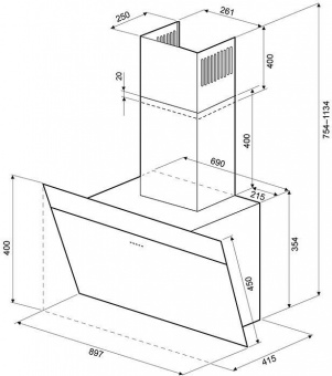 Вытяжка каминная Krona Kristen 900 S черный/нержавеющая сталь управление: сенсорное (1 мотор) от магазина РЭССИ