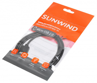 Кабель SunWind USB (m)-micro USB (m) 1м черный от магазина РЭССИ