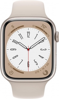 Смарт-часы Apple Watch Series 8 А2771 45мм OLED корп.сияющая звезда рем.сияющая звезда разм.брасл.:S/M (MNUP3LL/A) от магазина РЭССИ