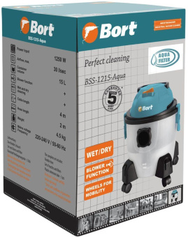 Строительный пылесос Bort BSS-1215-Aqua 1250Вт (уборка: сухая/влажная) серый от магазина РЭССИ