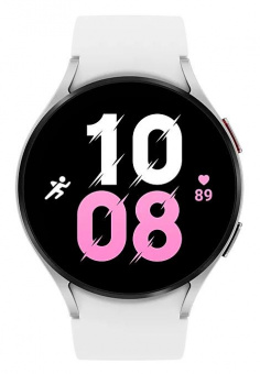 Смарт-часы Samsung Galaxy Watch 5 44мм 1.4" AMOLED корп.серебристый рем.белый (SM-R910NZSAMEA) от магазина РЭССИ