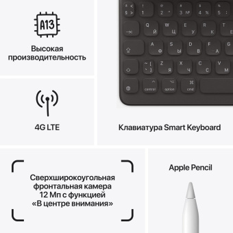 Планшет Apple iPad 2021 A2603 A13 Bionic 6С ROM64Gb 10.2" IPS 2160x1620 LTE 1Sim iOS серый космос 8Mpix 12Mpix BT GPS WiFi Touch 9hr от магазина РЭССИ