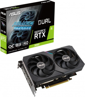 Видеокарта Asus PCI-E 4.0 DUAL-RTX3060-O8G NVIDIA GeForce RTX 3060 8192Mb 128 GDDR6 1837/15000 HDMIx1 DPx3 HDCP Ret от магазина РЭССИ