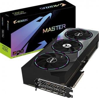 Видеокарта Gigabyte PCI-E 4.0 GV-N4080AORUS M-16GD NVIDIA GeForce RTX 4080 16384Mb 256 GDDR6X 2550/22400 HDMIx1 DPx3 HDCP Ret от магазина РЭССИ