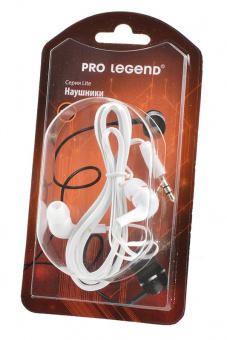 Наушники Pro Legend Lite PL5001 затычки, белые, 20-20kHz, 102#3dB, 32Ом, шнур 1м BL1 от магазина РЭССИ