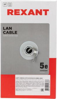 Кабель информационный Rexant 01-0059 кат.5E UTP 4 пары 24AWG нг(А)-HF внутренний 305м серый от магазина РЭССИ