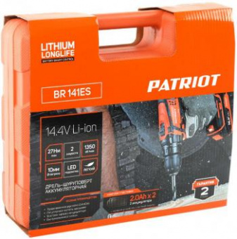 Дрель-шуруповерт Patriot BR 141ES аккум. патрон:быстрозажимной (кейс в комплекте) (180201141) от магазина РЭССИ
