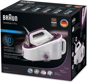 Парогенератор Braun IS5155WH 2400Вт белый/сиреневый от магазина РЭССИ