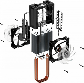 Устройство охлаждения(кулер) Cooler Master MA410M ARGB Soc-AM4/1151/1200/2066 4-pin 6-31dB Al+Cu 150W 820gr LED Ret от магазина РЭССИ