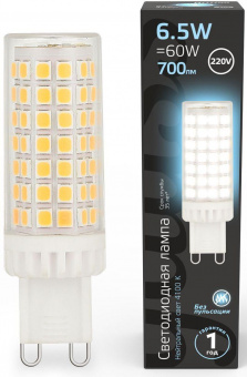 Лампа светодиодная Gauss 107309206 6.5Вт цок.:G9 капсул. 220B 4100K св.свеч.бел.ней. (упак.:1шт) от магазина РЭССИ