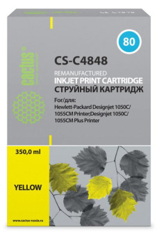 Картридж струйный Cactus CS-C4848 №80 желтый (400мл) для HP DJ 1050C/1055CM/1000 от магазина РЭССИ