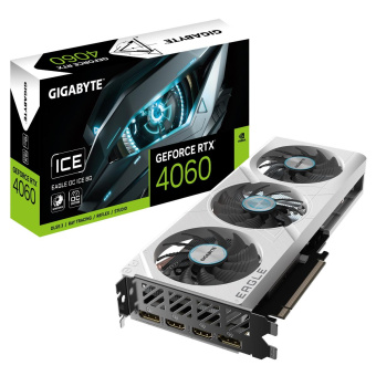 Видеокарта Gigabyte PCI-E 4.0 GV-N4060EAGLEOC ICE-8GD NVIDIA GeForce RTX 4060TI 8Gb 128bit GDDR6 2595/18000 HDMIx2 DPx2 HDCP Ret от магазина РЭССИ