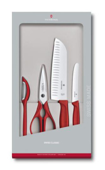 Набор ножей кухон. Victorinox Swiss Classic Kitchen (6.7131.4G) компл.:4шт красный подар.коробка от магазина РЭССИ