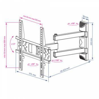 Кронштейн для телевизора Kromax PIXIS-XS черный 22"-55" макс.30кг настенный поворотно-выдвижной и наклонный от магазина РЭССИ