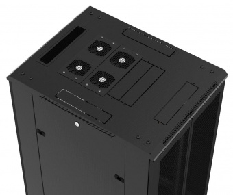 Шкаф серверный Hyperline (TTB-4281-DD-RAL9004) напольный 42U 800x1000мм пер.дв.перфор.2ств. задн.дв.перфор.2-хст. 2 бок.пан. 800кг черный 910мм IP20 сталь от магазина РЭССИ