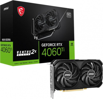 Видеокарта MSI PCI-E 4.0 RTX 4060 Ti VENTUS 2X BLACK 8G OC NVIDIA GeForce RTX 4060TI 8192Mb 128 GDDR6 2565/18000 HDMIx1 DPx3 HDCP Ret от магазина РЭССИ