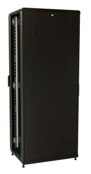 Шкаф серверный WRline (WR-TT-2761-AS-RAL9004) напольный 27U 600x1000мм пер.дв.стекл задн.дв.стал.лист 2 бок.пан. 800кг черный 910мм 1388мм IP20 сталь от магазина РЭССИ