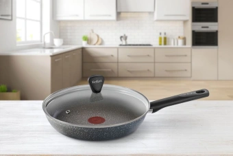 Сковорода Tefal Natural Cook 04234928 круглая 28см ручка несъемная (с крышкой) серый (9100052850) от магазина РЭССИ