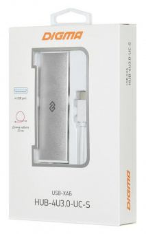Разветвитель USB-C Digma HUB-4U3.0-UC-S 4порт. серебристый от магазина РЭССИ