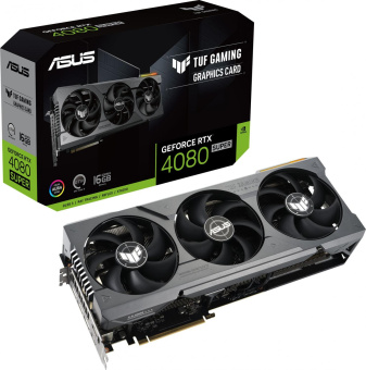 Видеокарта Asus PCI-E 4.0 TUF-RTX4080S-16G-GAMING NVIDIA GeForce RTX 4080 Super 16Gb 256bit GDDR6X 2550/23000 HDMIx2 DPx3 HDCP Ret от магазина РЭССИ