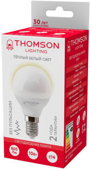 Лампа светодиодная Thomson TH-B2035 10Вт цок.:E14 шар 220B 3000K св.свеч.бел.теп. Globe (упак.:1шт) от магазина РЭССИ
