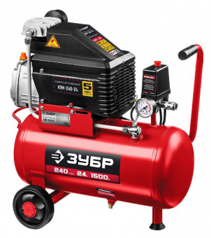 Компрессор поршневой Зубр КПМ-240-24 Н6 масляный 240л/мин 24л 1500Вт красный от магазина РЭССИ