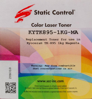 Тонер Static Control KYTK895-1KG-MA пурпурный флакон 1000гр. для принтера Kyocera Mita FS C8020/C8025/C8520 от магазина РЭССИ