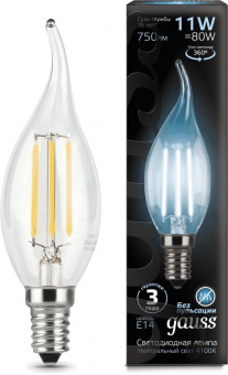 Лампа филам. Gauss Filament 11Вт цок.:E14 свеча на ветру 220B 4100K св.свеч.бел.ней. CF35 (упак.:1шт) (104801211) от магазина РЭССИ