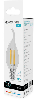 Лампа филам. Gauss Filament 8Вт цок.:E14 свеча св.свеч.бел.нейт. (упак.:10шт) (42128) от магазина РЭССИ