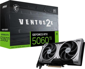 Видеокарта MSI PCI-E 5.0 RTX 5060 Ti 16G VENTUS 2X OC PLUS NVIDIA GeForce RTX 5060TI 16Gb 128bit GDDR7 2617/28000 HDMIx1 DPx3 HDCP Ret от магазина РЭССИ