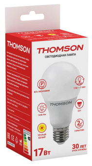 Лампа светодиодная Thomson TH-B2011 17Вт цок.:E27 груша 220B 3000K св.свеч.бел.теп. A (упак.:1шт) от магазина РЭССИ