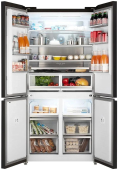 Холодильник Weissgauff WCD 510 Built-in Inverter NoFrost Black Glass 2-хкамерн. черный инвертер от магазина РЭССИ
