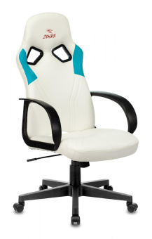 Кресло игровое Zombie RUNNER белый/голубой эко.кожа крестов. пластик от магазина РЭССИ