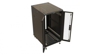 Шкаф серверный Hyperline (TTBR-2268-DD-RAL9004) напольный 22U 600x800мм пер.дв.перфор. задн.дв.перфор. 2 бок.пан. 1000кг черный 710мм 1166мм IP20 от магазина РЭССИ