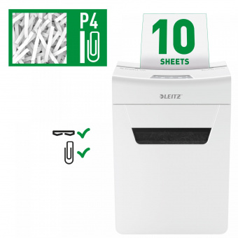 Шредер Leitz IQ Protect Premium 10X белый (секр.P-4) фрагменты 10лист. 18лтр. скрепки скобы от магазина РЭССИ
