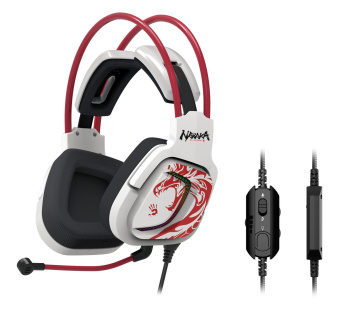 Наушники с микрофоном A4Tech Bloody G575 Naraka белый/красный 2м мониторные USB оголовье (G575 NARAKA) от магазина РЭССИ