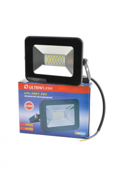 Прожектор ULTRAFLASH LFL-1001  C02 светодиодный, 10Вт, 6500К, IP65 черный от магазина РЭССИ