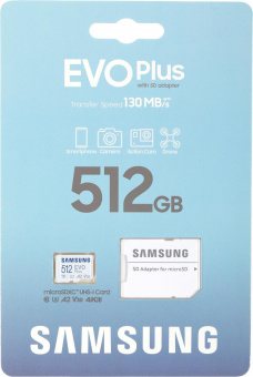 Флеш карта microSDXC 512Gb Class10 Samsung MB-MC512KA EVO PLUS + adapter от магазина РЭССИ